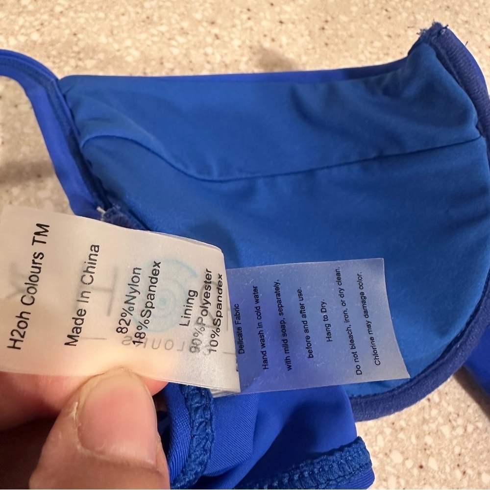 H2OH Swim Bikini “Posh” Top Electric Blue, Padded, Tie Back Adj. Straps XL - Picture 8 of 15
